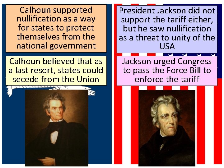 Calhoun supported nullification as a way for states to protect themselves from the national