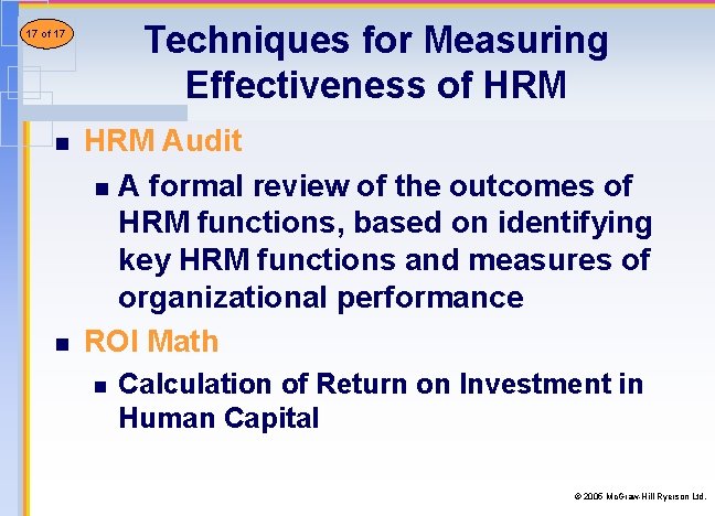 Techniques for Measuring Effectiveness of HRM 18 of 17 17 21 n n HRM Techniques for Measuring Effectiveness of HRM 18 of 17 17 21 n n HRM
