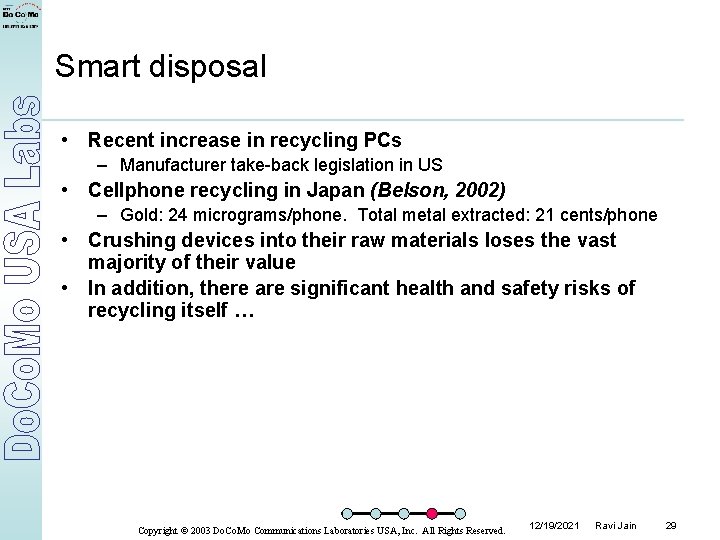 Smart disposal • Recent increase in recycling PCs – Manufacturer take-back legislation in US