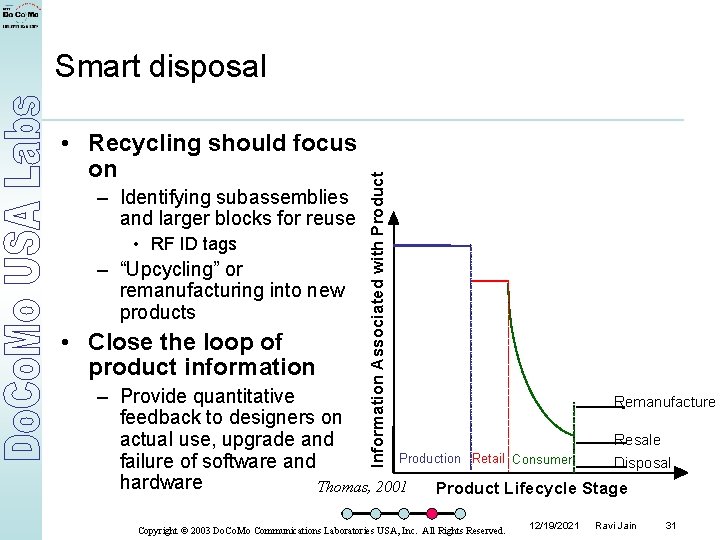  • Recycling should focus on – Identifying subassemblies and larger blocks for reuse