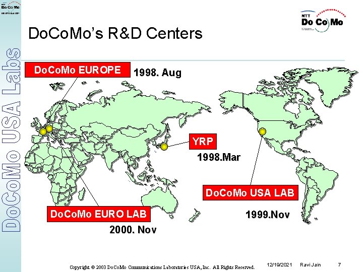 Do. Co. Mo’s R&D Centers Do. Co. Mo EUROPE 1998. Aug YRP 1998. Mar