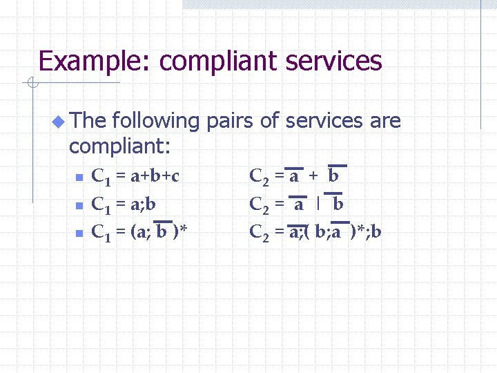 Example: compliant services u The following pairs of services are compliant: n n n