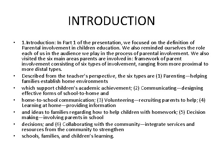 INTRODUCTION • • 1. Introduction: In Part 1 of the presentation, we focused on
