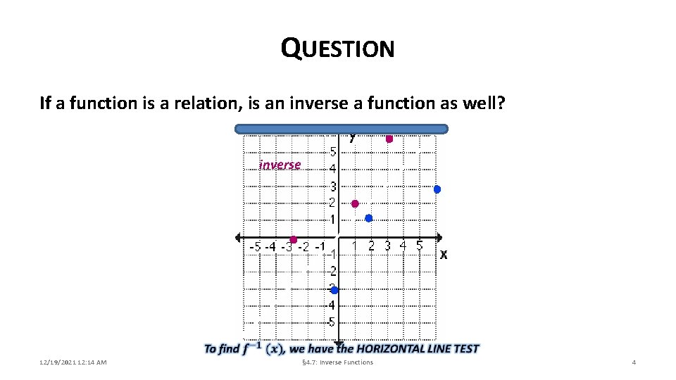 QUESTION If a function is a relation, is an inverse a function as well?