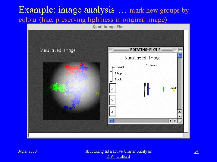 Example: image analysis … mark new groups by colour (hue, preserving lightness in original