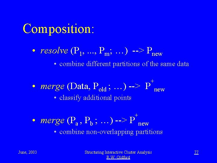 Composition: • resolve (P 1, . . . , Pm; …) --> Pnew •