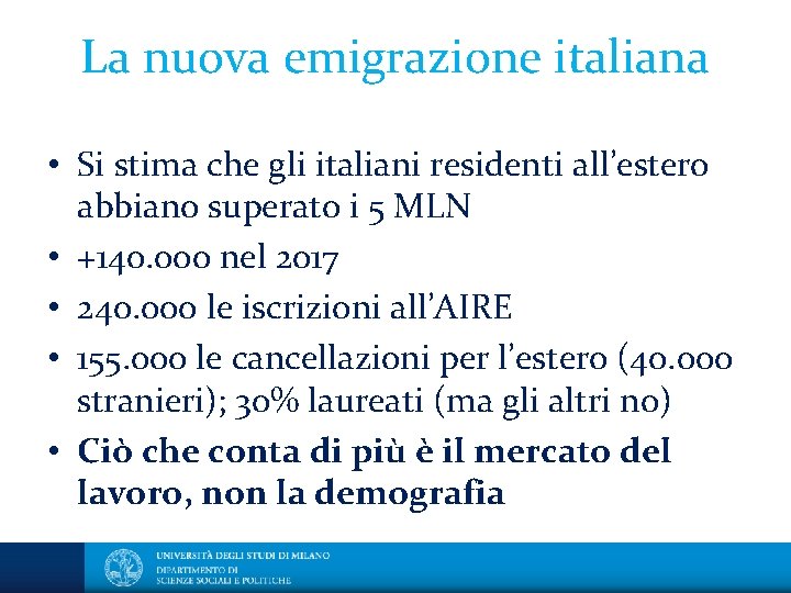 La nuova emigrazione italiana • Si stima che gli italiani residenti all’estero abbiano superato