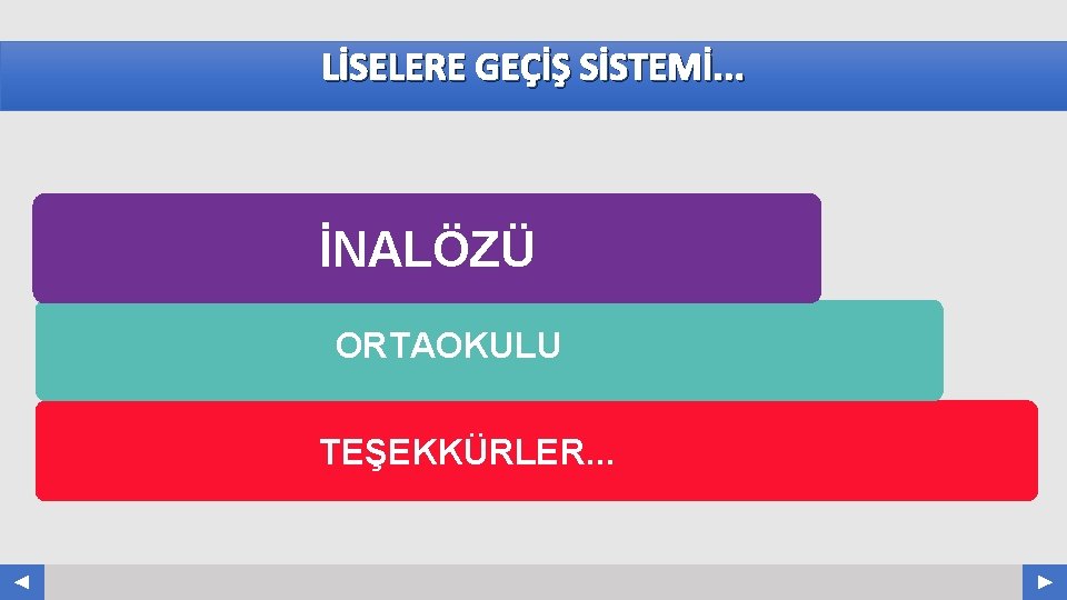 LİSELERE GEÇİŞ SİSTEMİ. . . İNALÖZÜ ORTAOKULU TEŞEKKÜRLER. . . Your Log o COMPANY