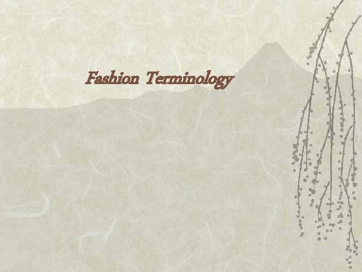 Fashion Terminology Fashion Terminology