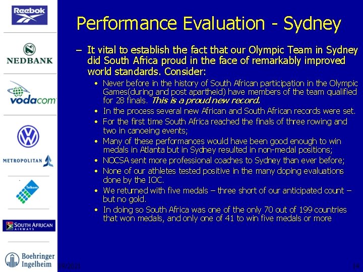 Performance Evaluation - Sydney – It vital to establish the fact that our Olympic