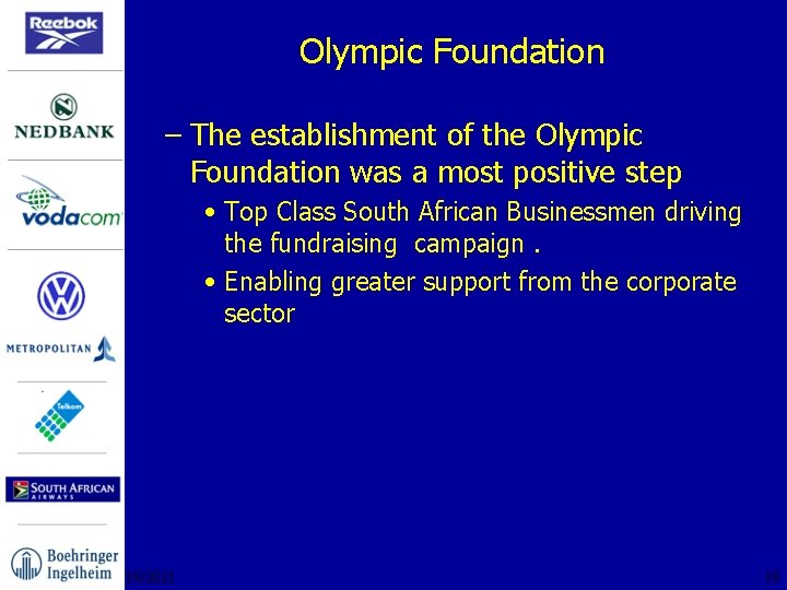 Olympic Foundation – The establishment of the Olympic Foundation was a most positive step