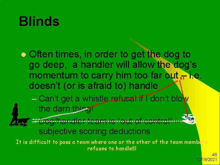 Blinds l Often times, in order to get the dog to go deep, a