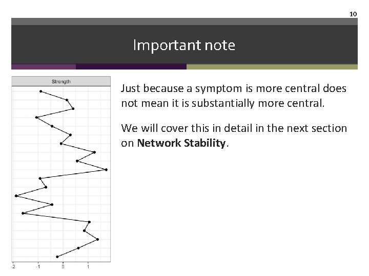 10 Important note Just because a symptom is more central does not mean it