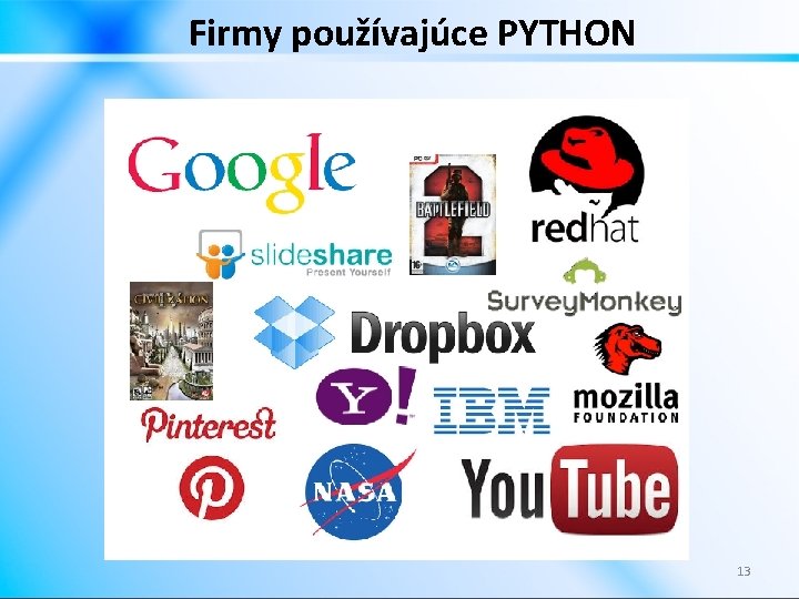 Firmy používajúce PYTHON 13 