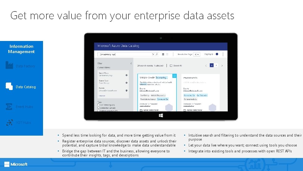Get more value from your enterprise data assets Information Management Data Factory Data Catalog
