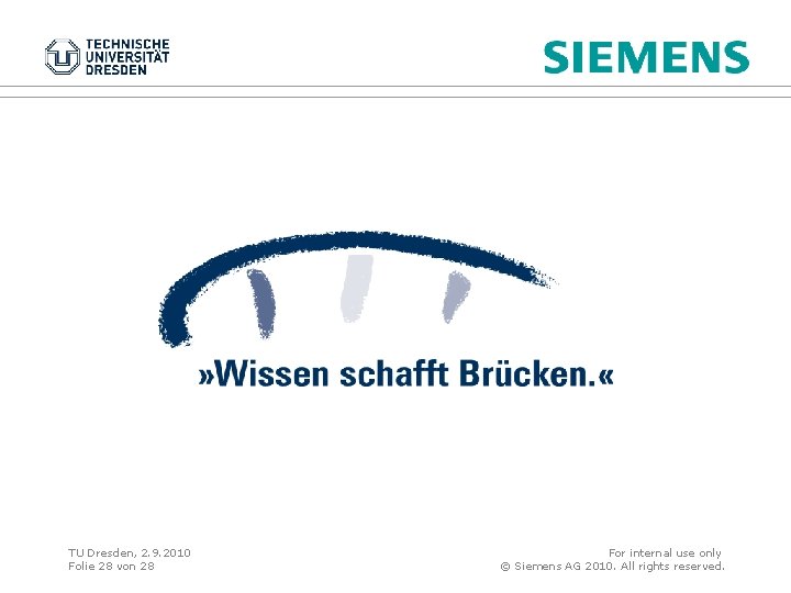 TU Dresden, 2. 9. 2010 Folie 28 von 28 For internal use only ©