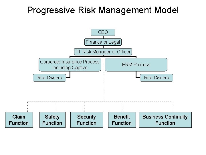 Progressive Risk Management Model CEO Finance or Legal FT Risk Manager or Officer Corporate