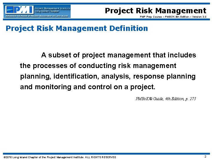 pmp study guide: project risk management control... Project Risk Management PMP Prep Course PMBOK 4