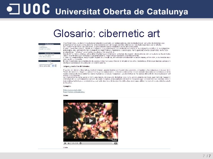 Glosario: cibernetic art 7 /7 