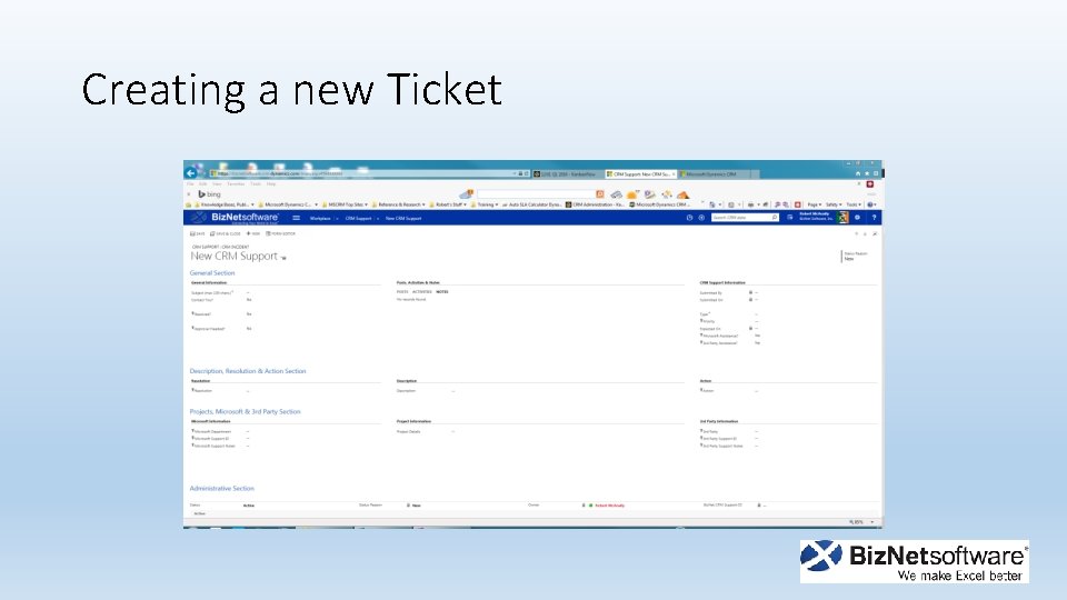 Creating a new Ticket 