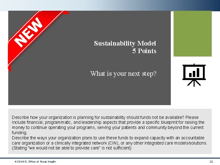 Sustainability Model 5 Points What is your next step? Describe how your organization is