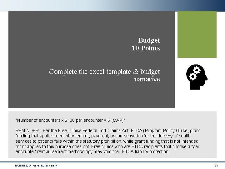 Budget 10 Points Complete the excel template & budget narrative “Number of encounters x