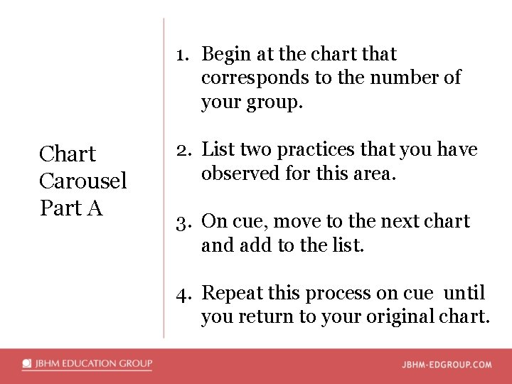 1. Begin at the chart that corresponds to the number of your group. Chart