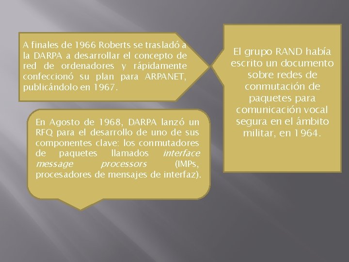 A finales de 1966 Roberts se trasladó a la DARPA a desarrollar el concepto