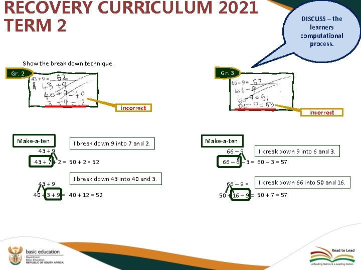 RECOVERY CURRICULUM 2021 TERM 2 Show the break down technique. Gr. 2 Gr. 3