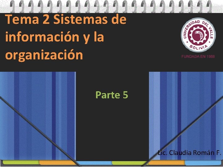 Tema 2 Sistemas de información y la organización Parte 5 Lic. Claudia Román F.