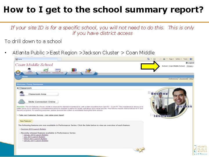 How to I get to the school summary report? If your site ID is
