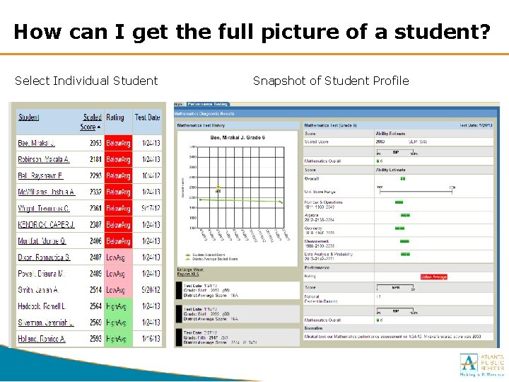 How can I get the full picture of a student? Select Individual Student Snapshot