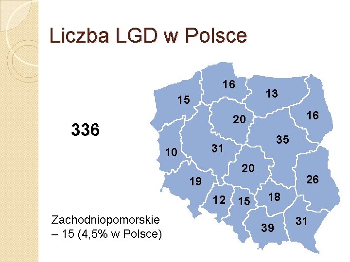 Liczba LGD w Polsce 16 13 15 16 20 336 35 31 10 20