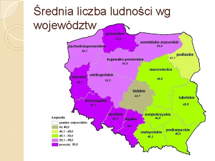 Średnia liczba ludności wg województw 