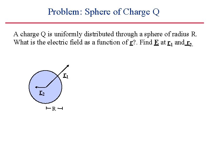 Problem: Sphere of Charge Q A charge Q is uniformly distributed through a sphere