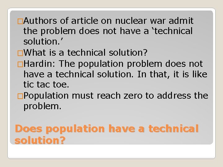 �Authors of article on nuclear war admit the problem does not have a ‘technical