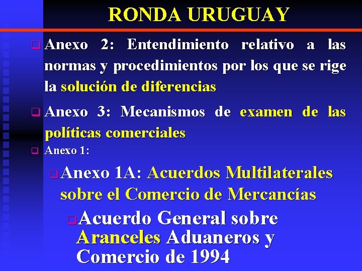 RONDA URUGUAY q Anexo 2: Entendimiento relativo a las normas y procedimientos por los