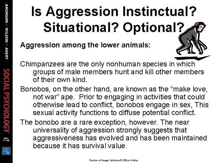 Is Aggression Instinctual? Situational? Optional? Aggression among the lower animals: Chimpanzees are the only