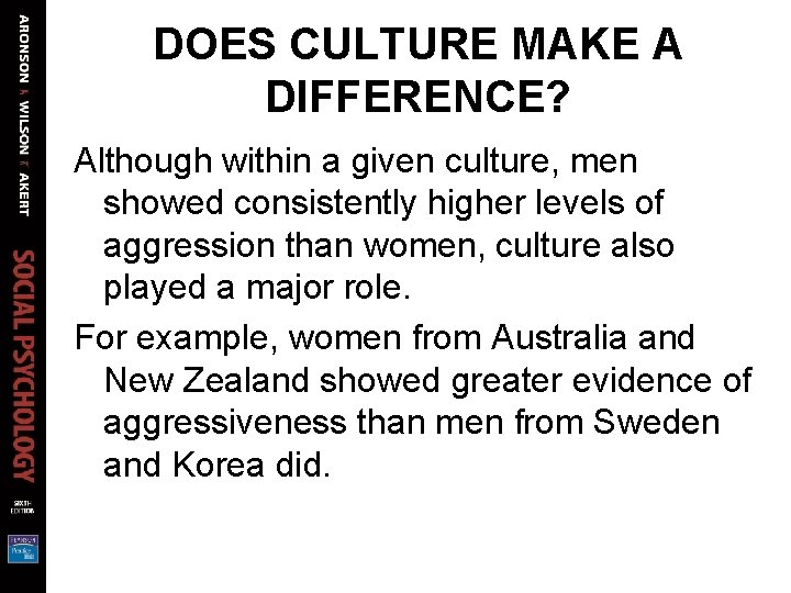 DOES CULTURE MAKE A DIFFERENCE? Although within a given culture, men showed consistently higher