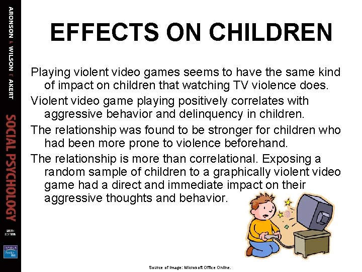 EFFECTS ON CHILDREN Playing violent video games seems to have the same kind of