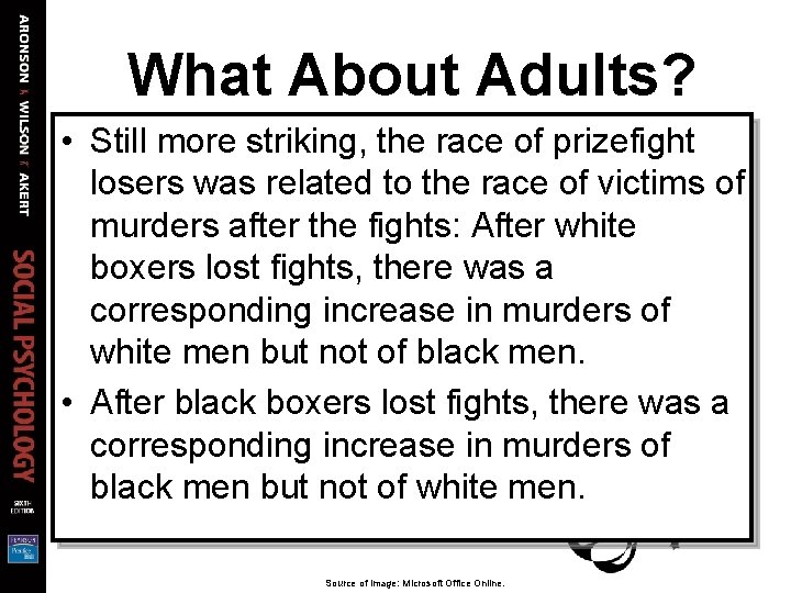 What About Adults? • Still more striking, the race of prizefight • Daily homicide