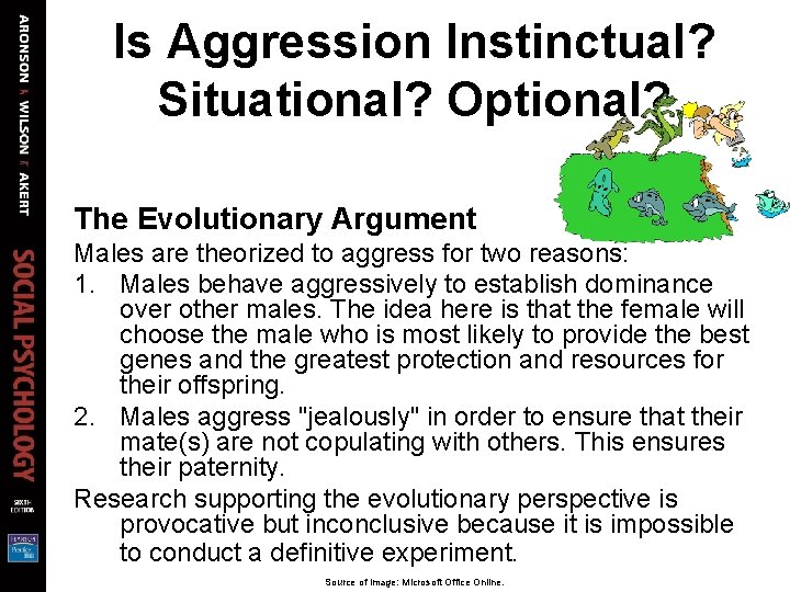 Is Aggression Instinctual? Situational? Optional? The Evolutionary Argument Males are theorized to aggress for