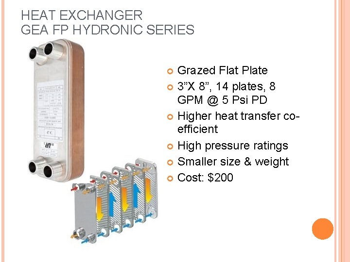 HEAT EXCHANGER GEA FP HYDRONIC SERIES Grazed Flat Plate 3”X 8”, 14 plates, 8