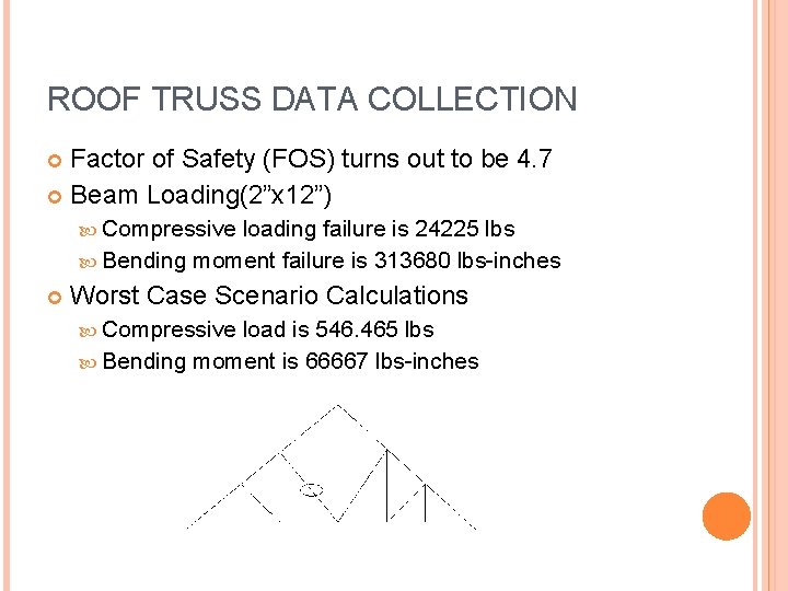 ROOF TRUSS DATA COLLECTION Factor of Safety (FOS) turns out to be 4. 7