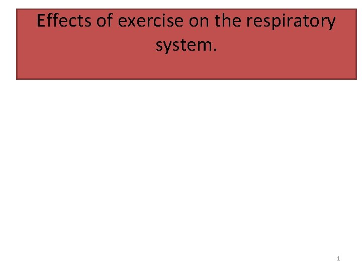 Effects of exercise on the respiratory system. 1 Effects of exercise on the respiratory system. 1