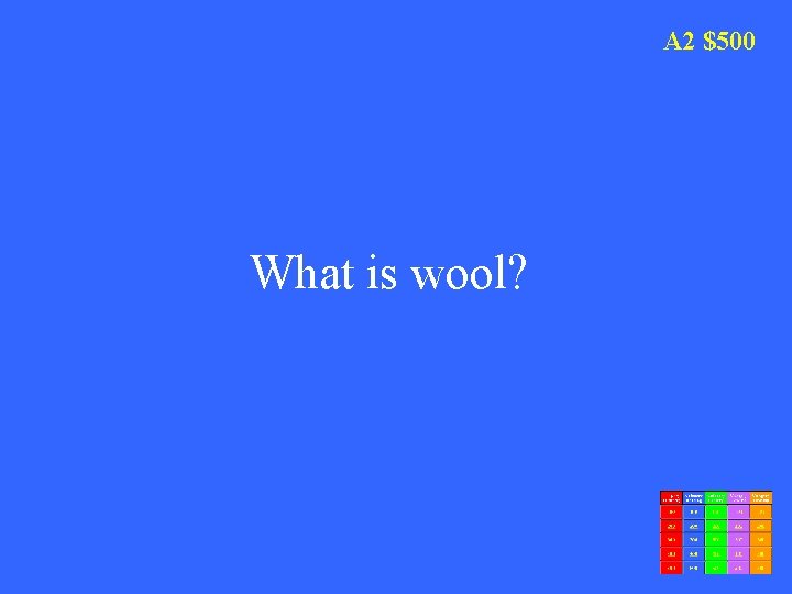 A 2 $500 What is wool? 