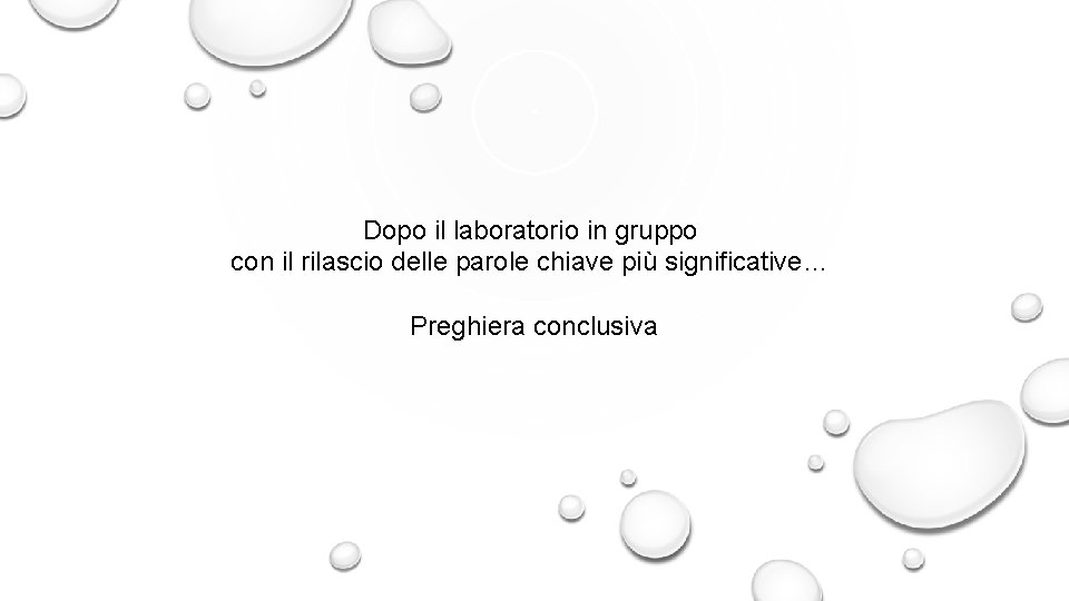 Dopo il laboratorio in gruppo con il rilascio delle parole chiave più significative… Preghiera