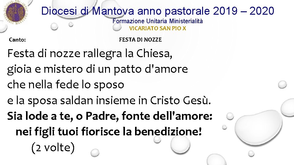 Diocesi di Mantova anno pastorale 2019 – 2020 Formazione Unitaria Ministerialità VICARIATO SAN PIO