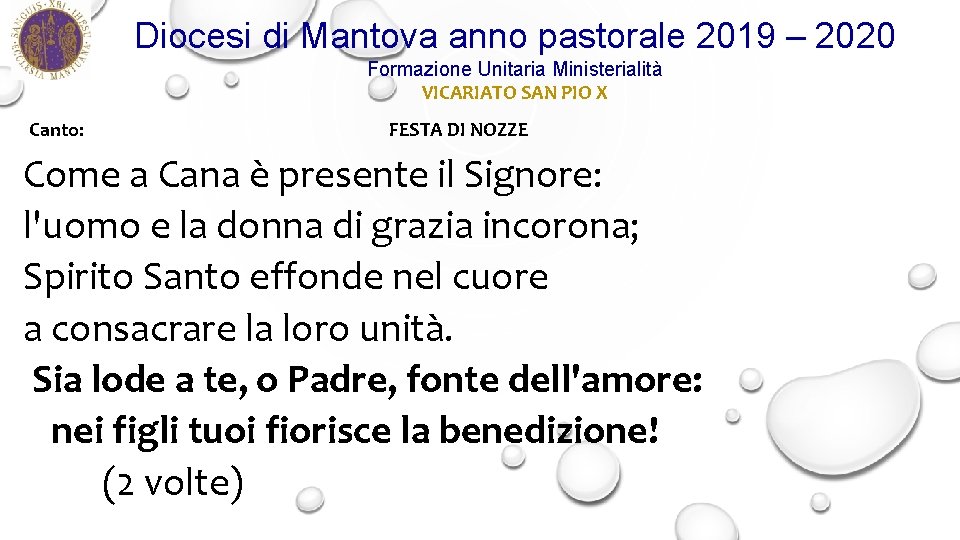 Diocesi di Mantova anno pastorale 2019 – 2020 Formazione Unitaria Ministerialità VICARIATO SAN PIO