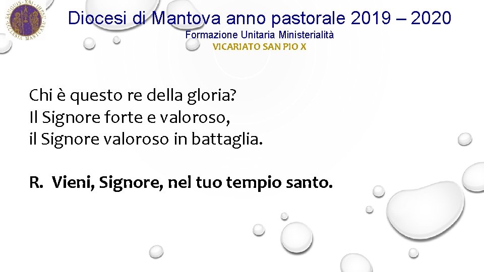 Diocesi di Mantova anno pastorale 2019 – 2020 Formazione Unitaria Ministerialità VICARIATO SAN PIO